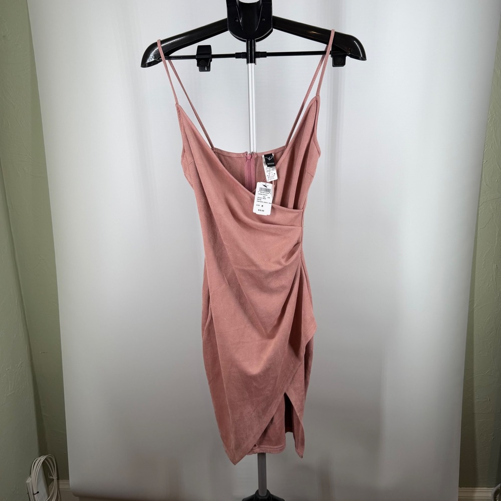 Windsor Mauve‎ Pink Faux Suede Bodycon Wrap Dress NWT Sz M Cocktail Party